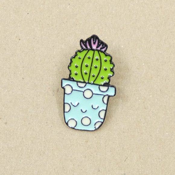 FREE ADD ON WITH PURCHASE Kawaii Cactus Plant Enamel Brooch Pin - Picture 1 of 4